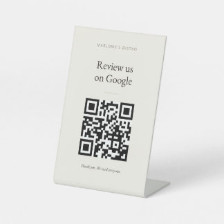 Google Review Podestschild - Klassisches Creme Sockelschild