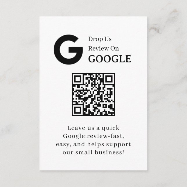 Google Review QR | Business Feedback Link Begleitkarte (Vorderseite)