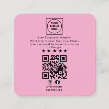Google Review QR Code Business Note Card