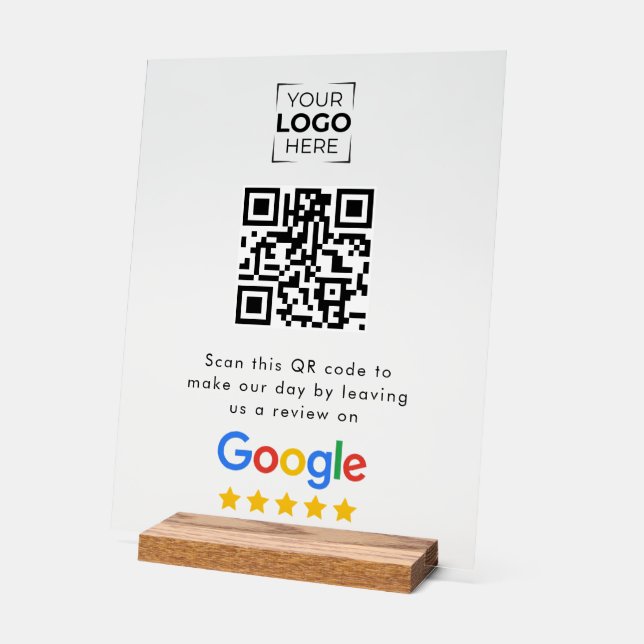 Google Review QR Code Business Review  Acrylschild (Winkel)