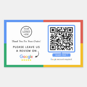 Google Review QR-Code   Business Review Rechteckiger Aufkleber