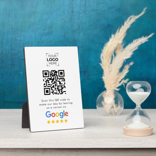 Google Review QR Code Business Review TableTop Fotoplatte (Seite)