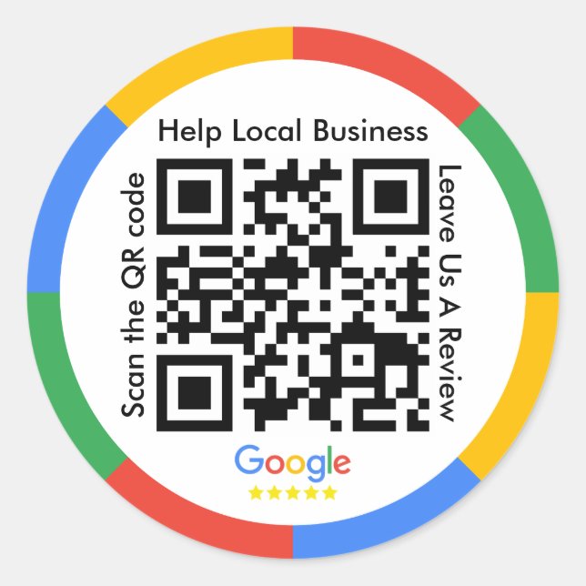 Google Review QR Code Classic Round Sticker (Vorderseite)