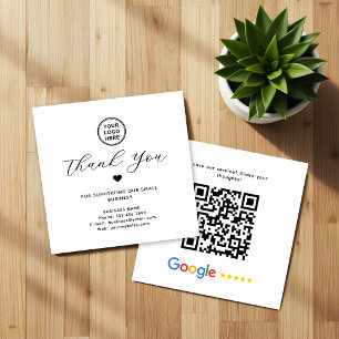 Google Review QR Code Danke Modern Quadratische Visitenkarte