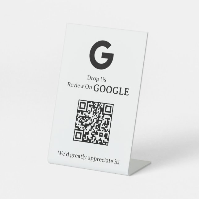 Google Review QR-Code | Feedback für kundenspezifi Sockelschild (Vorderseite)