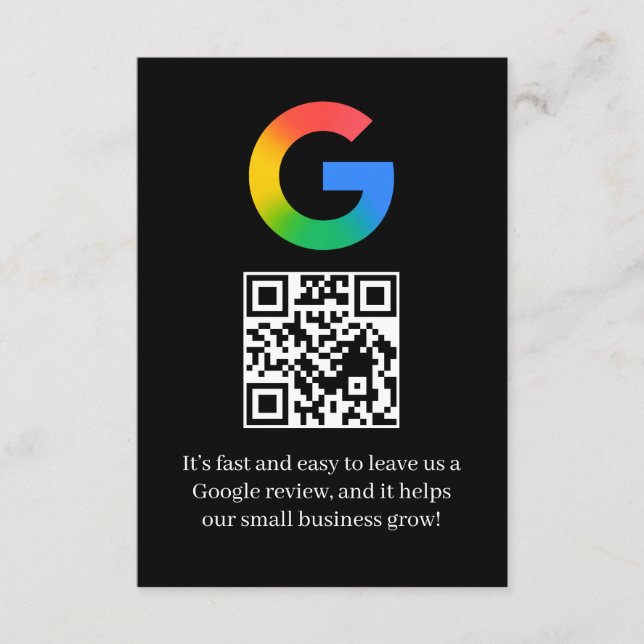 Google Review QR Code Geschäftseinsatzkarte Begleitkarte (Vorderseite)