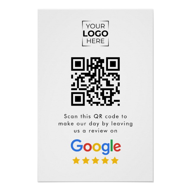 Google Review QR Code Geschäftskundenbewertung  Poster (Vorderseite)