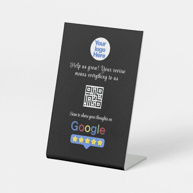 Google Review QR Code | Individuelles Geschäftsfee Sockelschild (Vorderseite)
