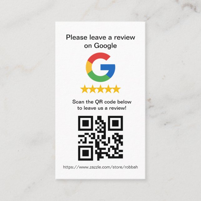 Google Review QR-Code-Karten, Bewertungs-Schild Visitenkarte (Vorderseite)