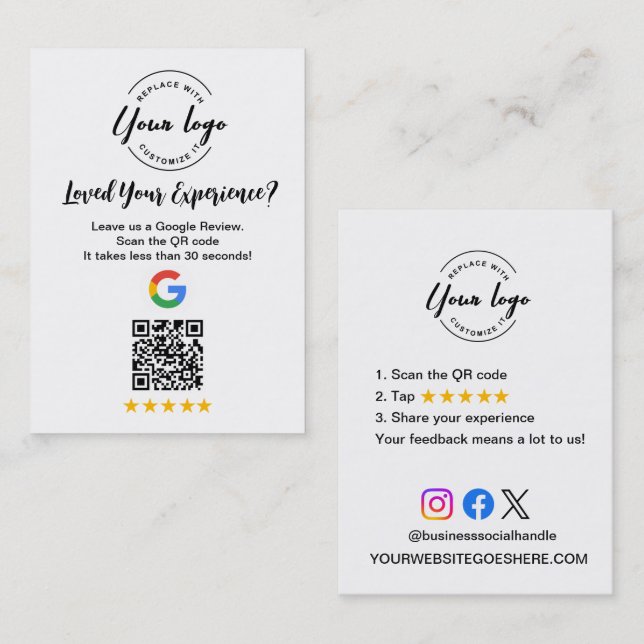 Google Review QR-Code Kundenfeedback-Anfrage Visitenkarte (Vorne/Hinten)