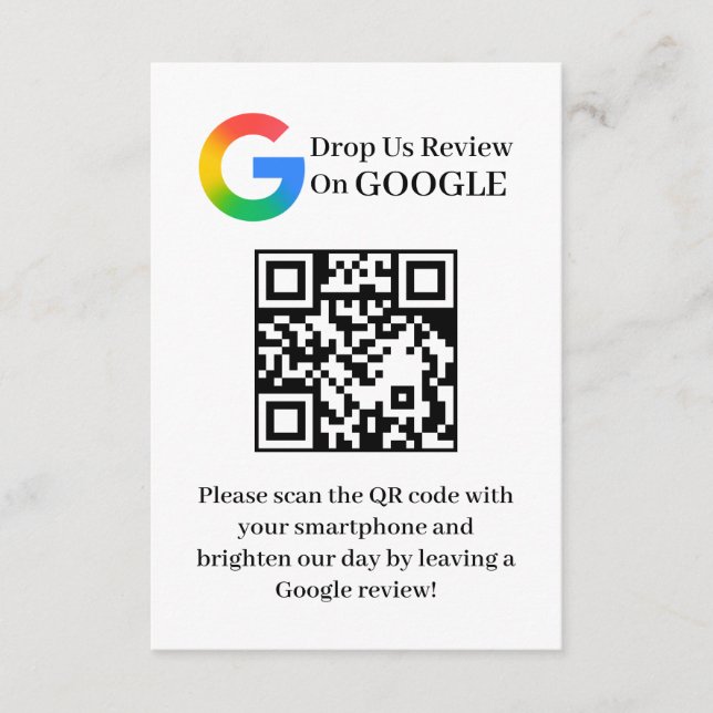 Google Review QR Code Kundensteckerkarte Begleitkarte (Vorderseite)