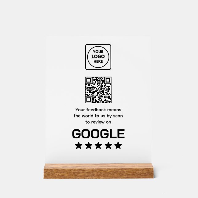 Google Review QR-Code | Modernes Business Display Acrylschild (Vorderseite)