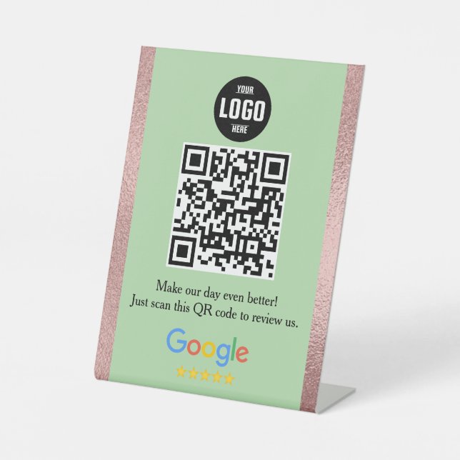 Google Review QR Code Pedestal Sign for Business Sockelschild (Vorderseite)