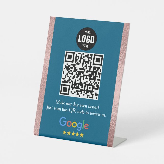 Google Review QR Code Pedestal Sign for Business Sockelschild (Vorderseite)