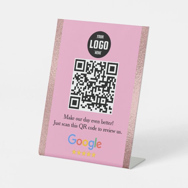Google Review QR Code Pedestsign for Business Sockelschild (Vorderseite)