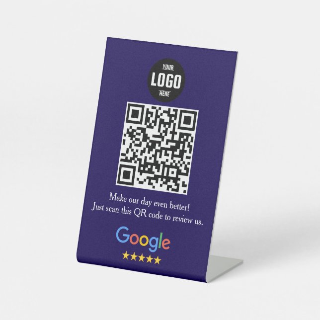 Google Review QR Code Pedestsign for Business Sockelschild (Vorderseite)
