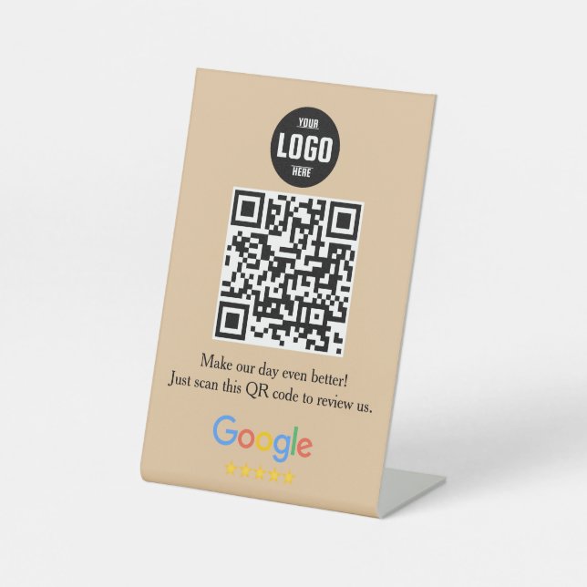 Google Review QR Code Pedestsign for Business Sockelschild (Vorderseite)
