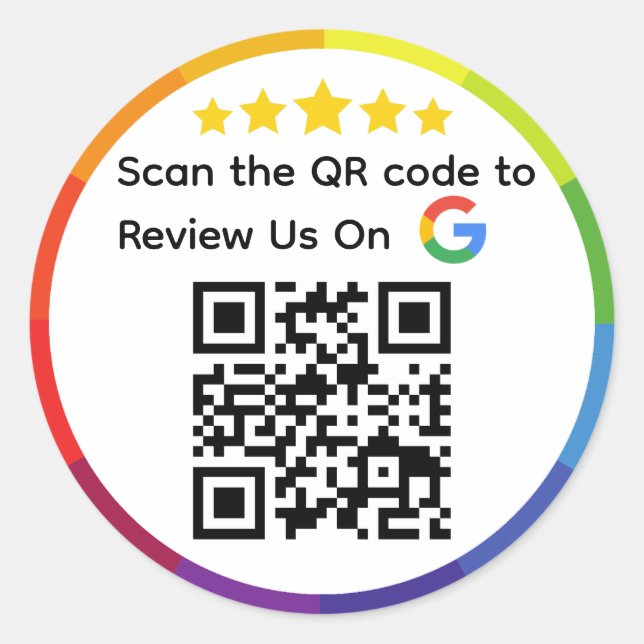 Google Review QR Code Runder Aufkleber (Vorderseite)