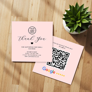 Google Review QR Code Vielen Dank Square Pink Quadratische Visitenkarte