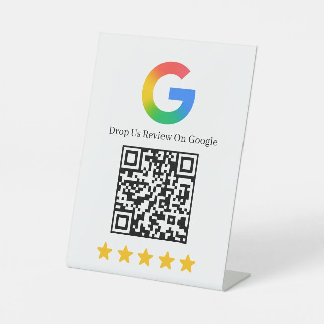 Google Review QR Geschäftsbewertungscode Jetzt Sockelschild (Vorderseite)
