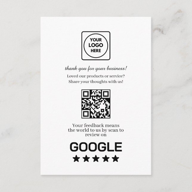 Google Review QR | Geschäftsfeedback-Link Begleitkarte (Vorderseite)