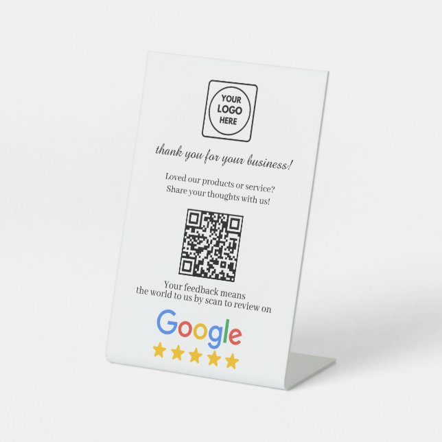 Google Review QR Link Moderne Anzeige Sockelschild (Vorderseite)
