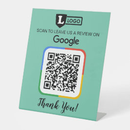 Google Review Request Card mit Logo und QR Code Sockelschild