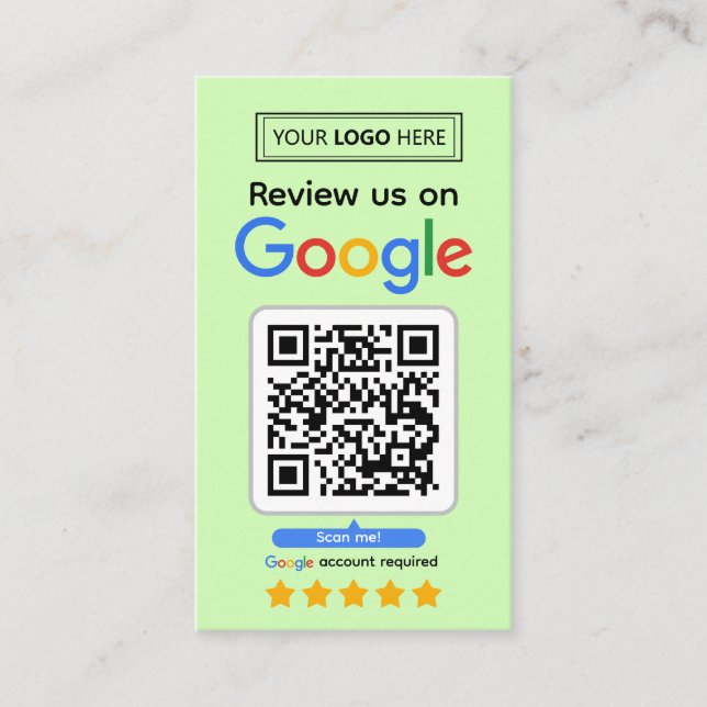 Google Review Request Card mit Logo und QR Code Visitenkarte (Vorderseite)