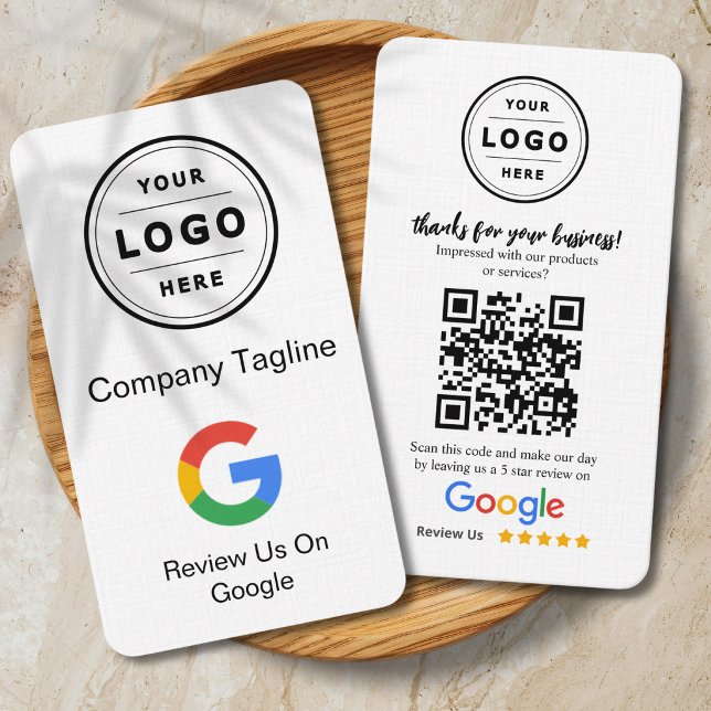 Google Review Request Card mit Logo und QR Code Visitenkarte (Google Feedback business cards with QR code)