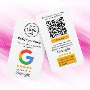 Google Review Request Card mit Logo und QR Code Visitenkarte