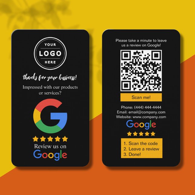 Google Review Request Card  with Logo and QR Code Visitenkarte (5 Star Google Reviews)