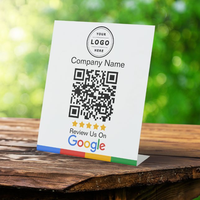 Google Review Request with Logo Pedestal Sign Sockelschild (Google review request, grow your business with reviews)