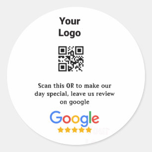 Google Review Scan QR Firmenlogo einfach hinzufüge Runder Aufkleber