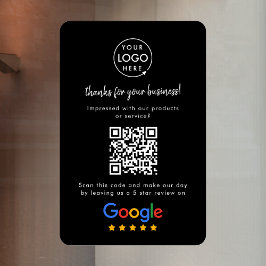 Google Reviews Business Review Link QR Code Black Fensteraufkleber