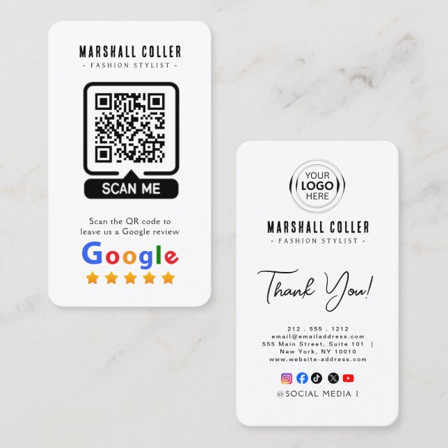 Google Reviews | Business Review Us | QR Code Visitenkarte (Vorne/Hinten)
