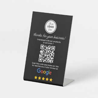Google Reviews mit Link QR Code Black Sockelschild