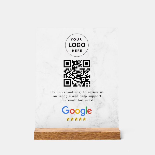 Google reviews qr code tabletop sign acrylschild (Vorderseite)