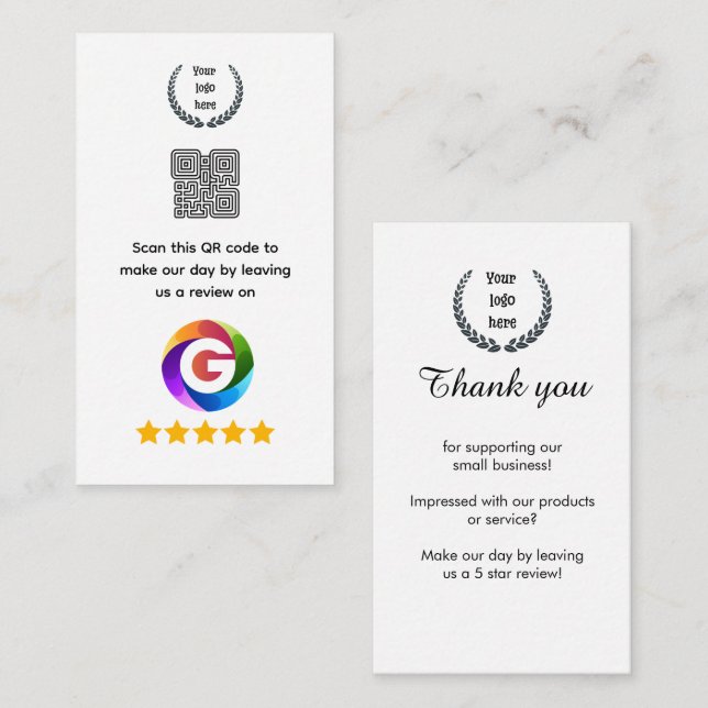 Google Reviews Tabletop Sign | QR Code Pedestal Begleitkarte (Vorne/Hinten)