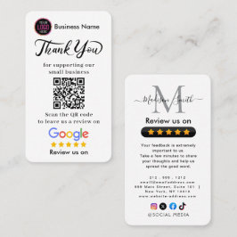 Google Reviews With Thank You And QR Code Visitenkarte