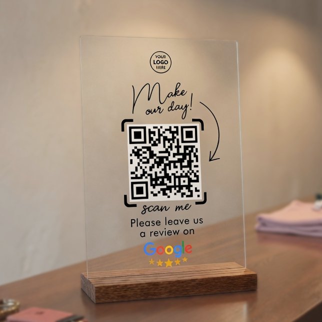 Google Social Review QR-Code für Unternehmen Acrylschild (Business Google Social Review QR Code Acrylic Sign )