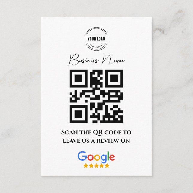 Google überprüft Business Rating Link QR Code Blac Begleitkarte (Vorderseite)