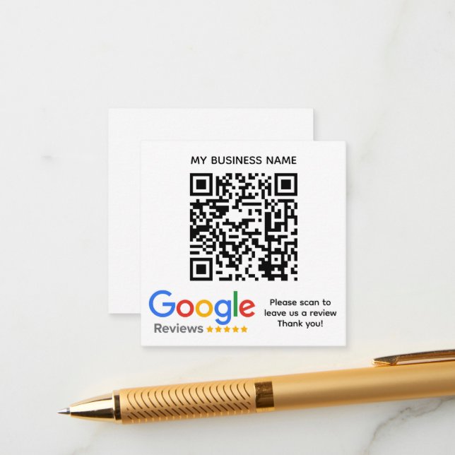 GOOGLE ÜBERPRÜFT QR-Code mit eigener Markenbezeich Begleitkarte (Vorderseite/Rückseite Beispiel)