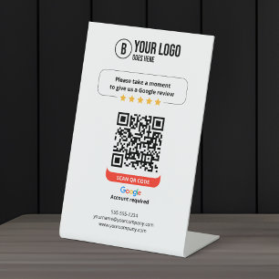 Google überprüft QR-Code Rate Mein Business 5 Star Sockelschild