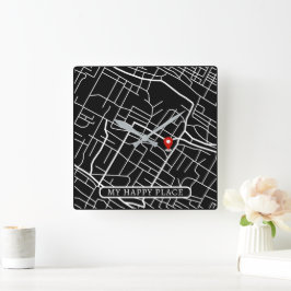 Google Zuhause Location Map Mein glücklicher Platz Quadratische Wanduhr