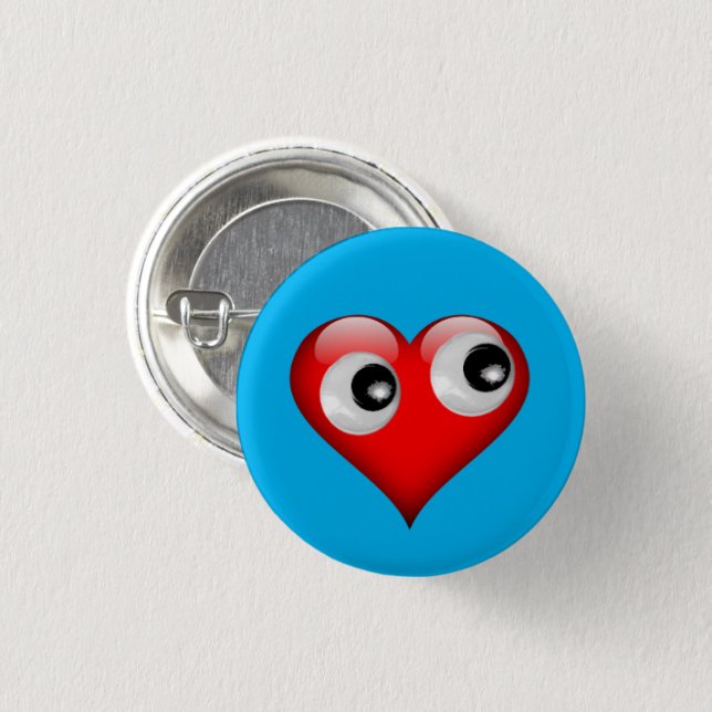 Googly Eye Heart Button (Vorne & Hinten)