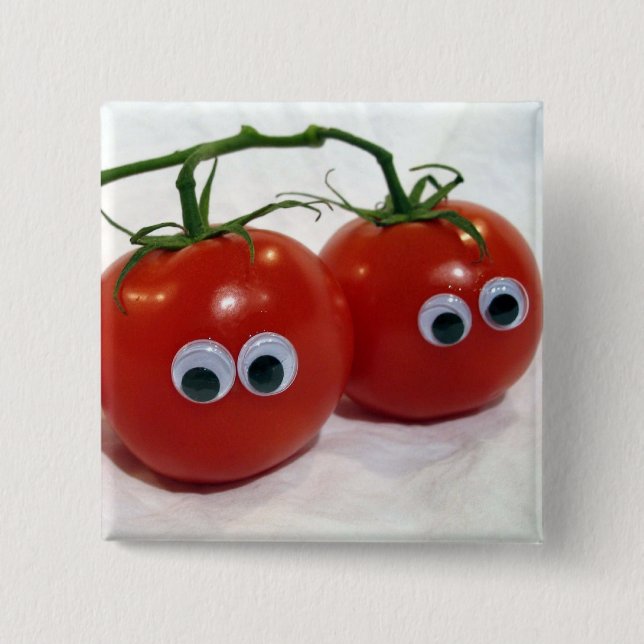 Googly mit Augen alberne Tomaten Button (Vorderseite)
