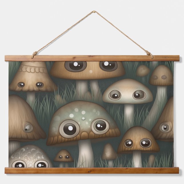 Googly Mit Augen Garden Botanical Wandteppich Mit Holzrahmen (Vorne)