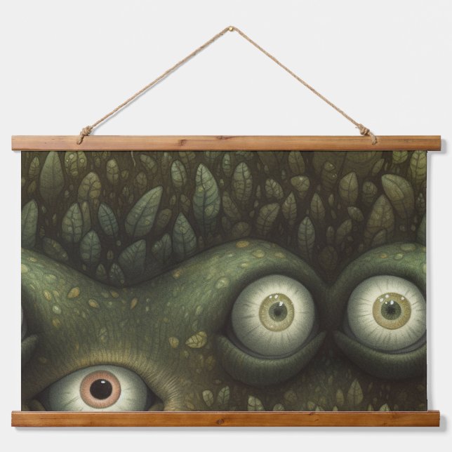 Googly Mit Augen Garden Botanical Wandteppich Mit Holzrahmen (Vorne)