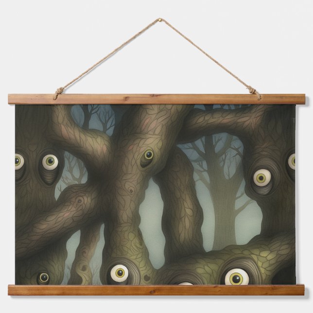Googly Mit Augen Garden Btanical Wandteppich Mit Holzrahmen (Vorne)