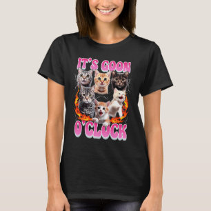 Gooning O_Clock Lustiges Oia Oia Katzen-Meme Brain T-Shirt
